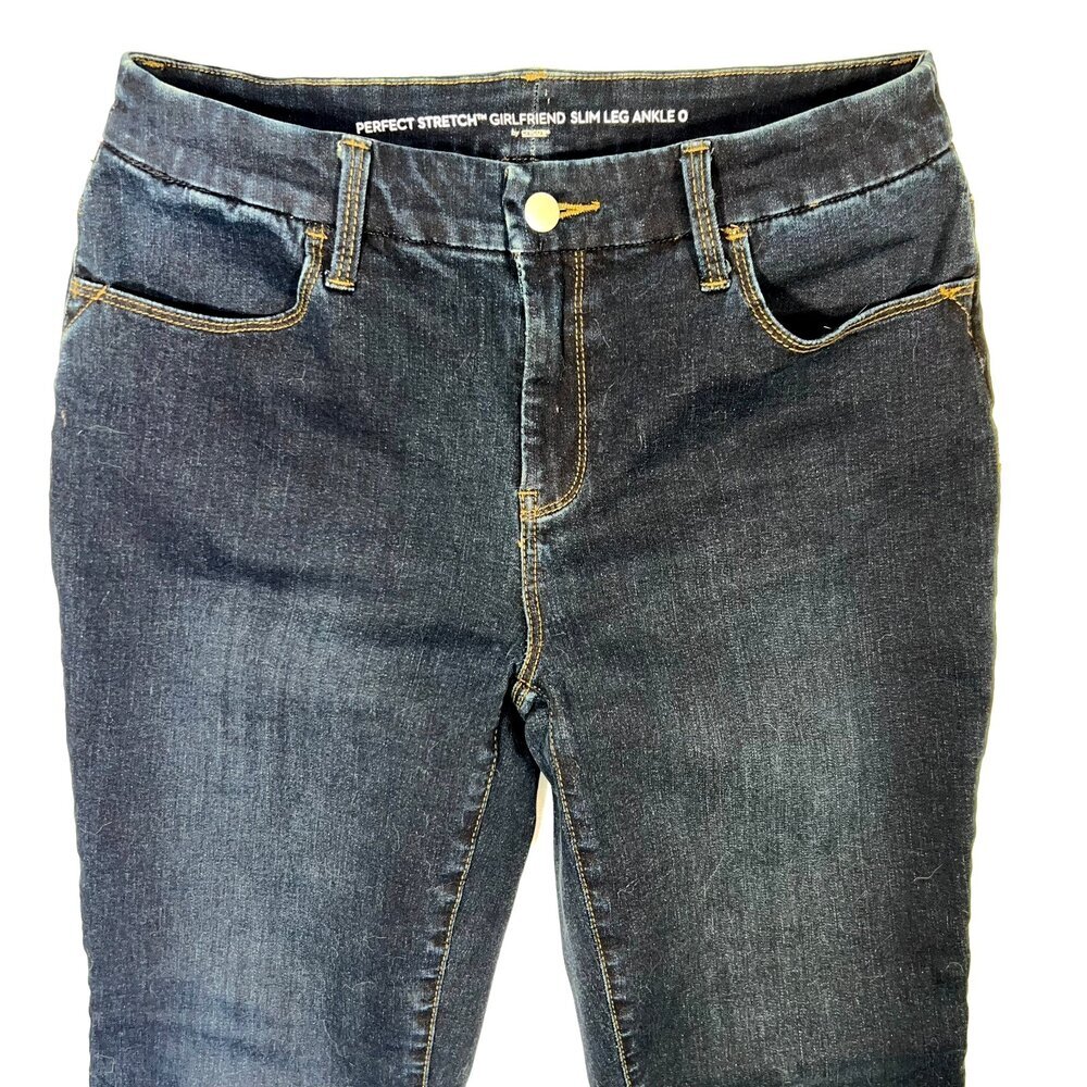 Chico's Ankle Jeans Womens S (0) Perfect Stretch Slim Leg Girlfriend Beaded Hems - Picture 3 of 14
